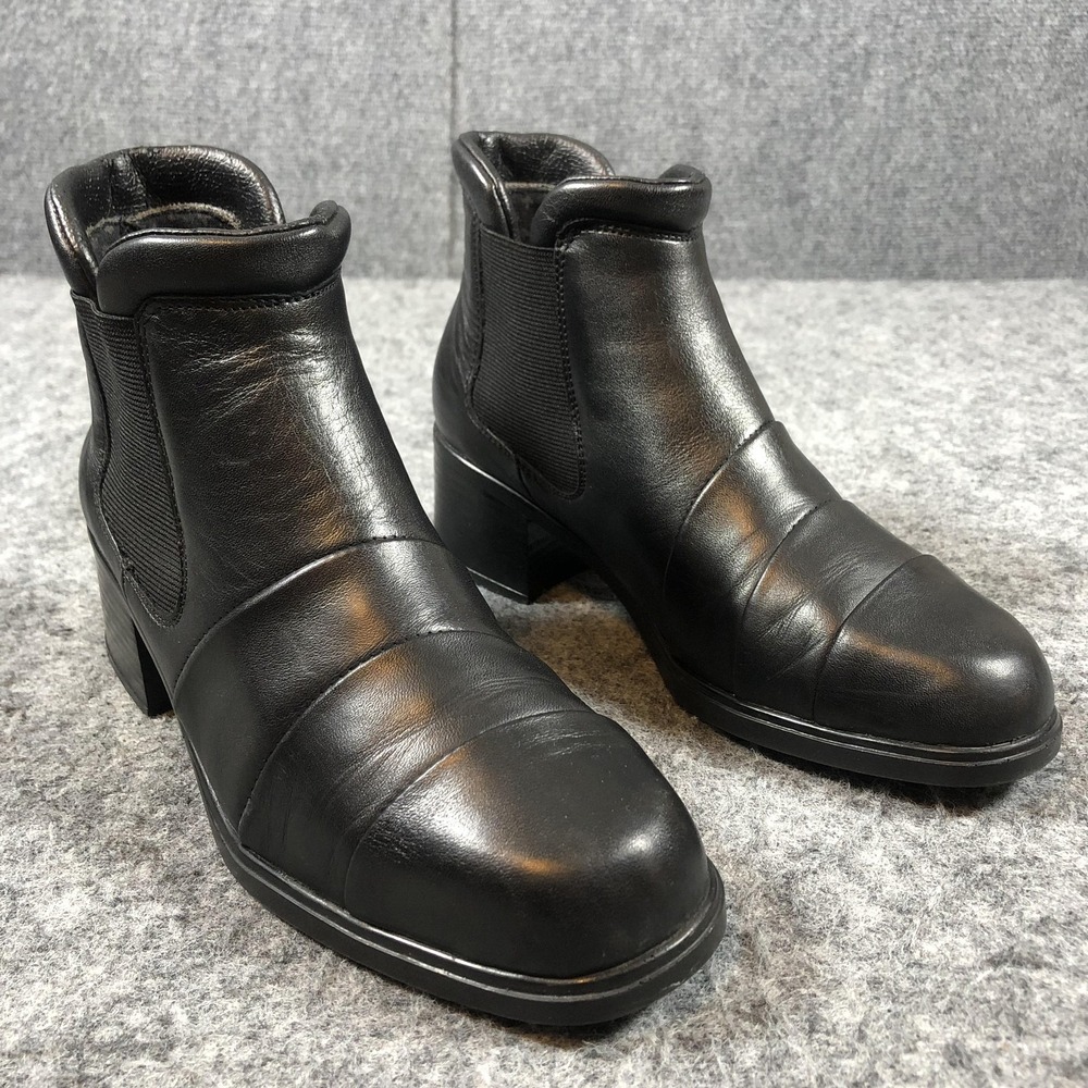 Rieker Chelsea Boots Womens 7 Black Leather  Block Heel Ankle